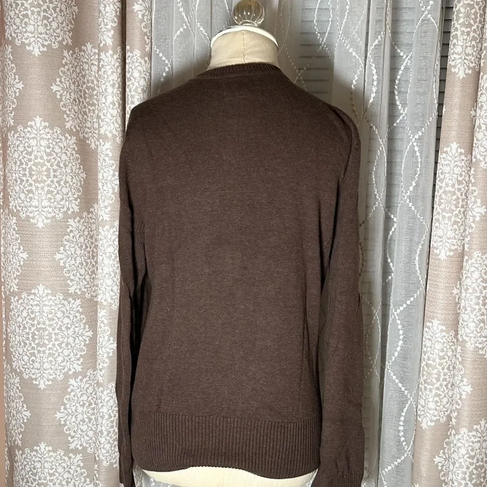 Sonoma Brown 100% Cotton Button-Down Cardigan | Size Medium - Picture 4 of 7